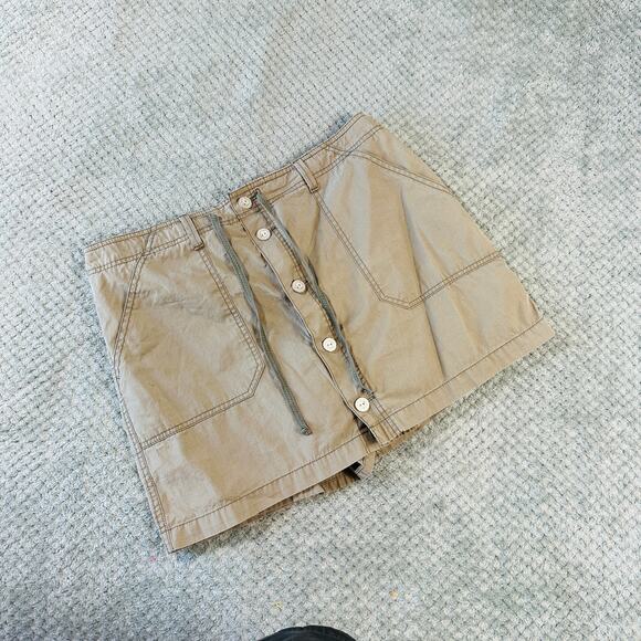 vintage retro y2k army green low rise button front cargo skort wmns L - Picture 1 of 7